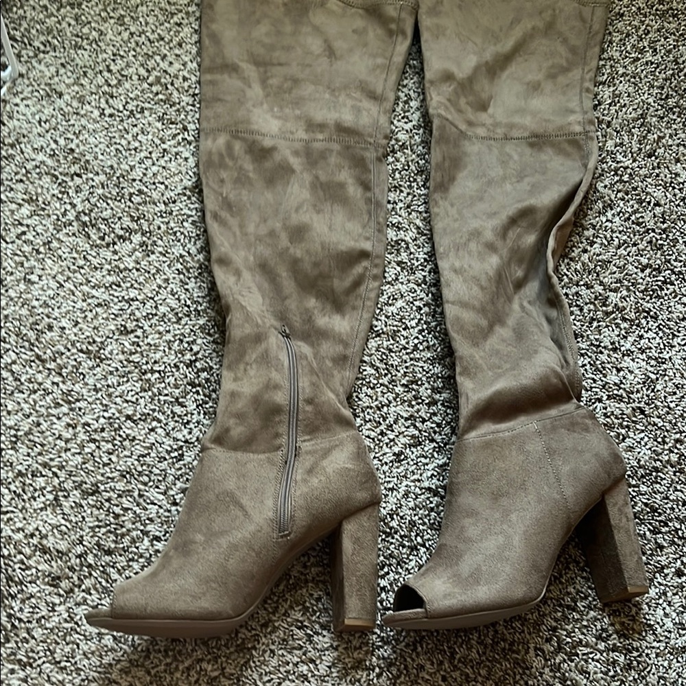 Tan Suede Over the Knee Boots
